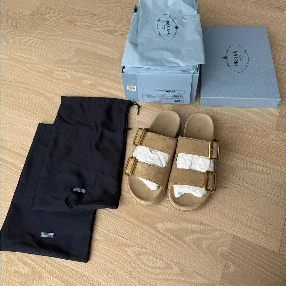 New Prada Double Strap Suede Sandals size 39 - Picture 4 of 15